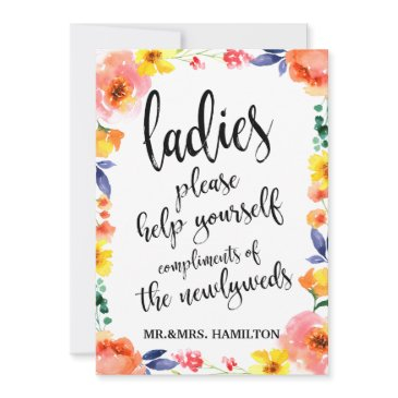 ladies bathroom basket affordable boho floral sign