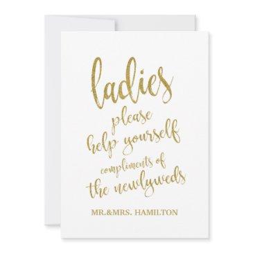 ladies bathroom basket gold affordable sign