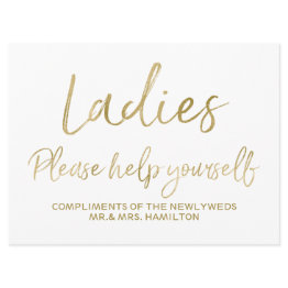 Small Ladies Please Help Yourself Wedding Sign Invitation Front View