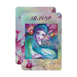 Small Lady Blue Mask Venetian Wedding Masquerade Party Invitation Front View