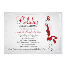 Small Lady In Red Invitation Front View