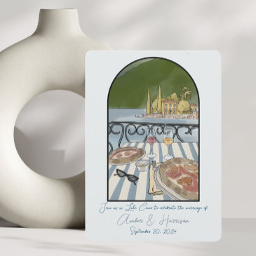 lake como italy wedding save the date invitation