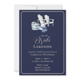 Small Lake House Nautical Navy Bachelorette Party Invitation Front View
