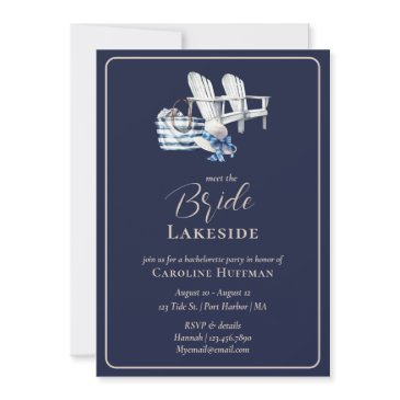 lake house nautical navy bachelorette party invitation