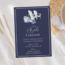 Small Lake House Nautical Navy Bridal Shower Invitation Front View