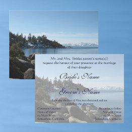 Small Lake Tahoe Wedding Invitation Front View