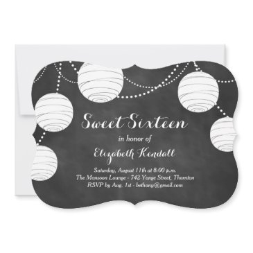 lanterns on chalk sweet sixteen invitation