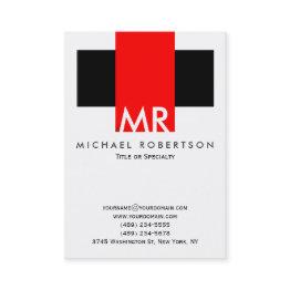 Small Large Monogram Black White Red Clean Business Invitations Front View
