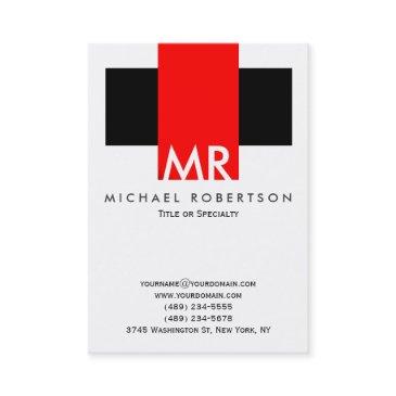 large monogram black white red clean business invitations