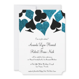 Small Las Vegas Destiny Malibu Blue Glitter Wedding Invitation Front View