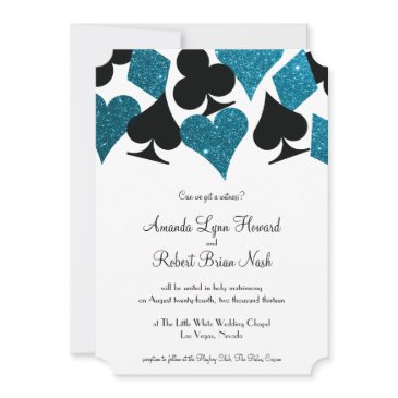 las vegas destiny malibu blue glitter wedding invitation