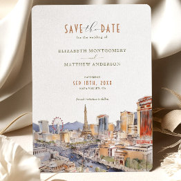 Small Las Vegas Sin City Wedding Save The Date Invitations Front View