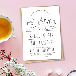 Small Las Vegas Wedding | Stylized Skyline Invitation Front View