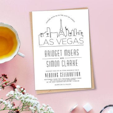 las vegas wedding | stylized skyline invitation