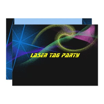 laser tag, colorful, birthday party invitation