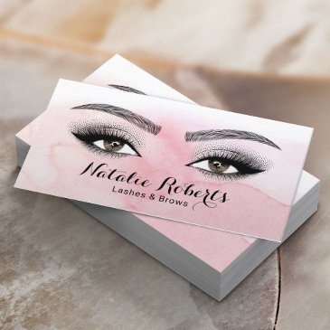 lashes & brows beauty salon blush pink watercolor business invitations