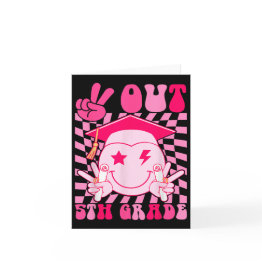 Small Last Day Of Fifth Grade Peace Out 5th Grade Gradua Invitations Front View