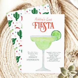Small Last Fiesta Margarita Bachelorette Party Invitation Front View