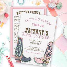 Small Last Rodeo Nashville Bachelorette Weekend Party Invitation Front View