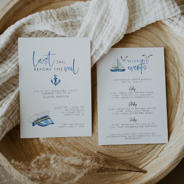 last sail before the veil bachelorette invitation