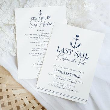 last sail before the veil bachelorette itinerary & invitation