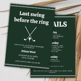 Small Last Swing Golf Stylish Bachelor Weekend Itinerary Invitation Front View