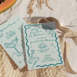 Small Last Toast On The Coast Aqua Bachelorette Weekend Invitation Front View