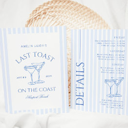 Small Last Toast On The Coast Bachelorette Weekend Invitation Front View