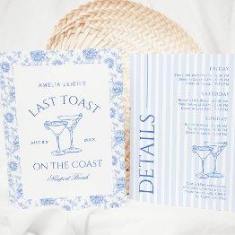 Small Last Toast On The Coast Floral Bachelorette Invitation Front View
