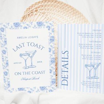last toast on the coast floral bachelorette invitation