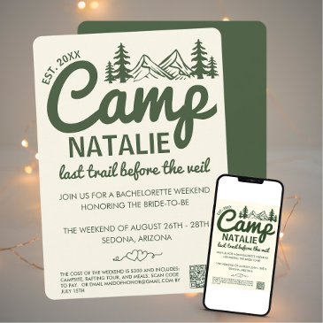 last trail before the veil camp bachelorette party invitation