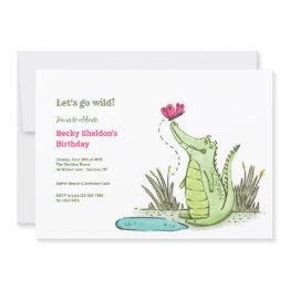 Small Later Alligator Birthday Party Invitation Front View
