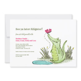 Small Later Alligator Going Away Party Invitation Front View