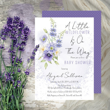 lavender boho a little wildflower baby shower invitation