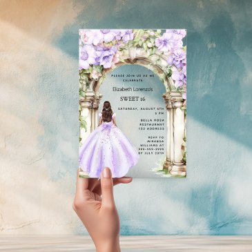 lavender florals arch dress clear sweet 16 acrylic invitations
