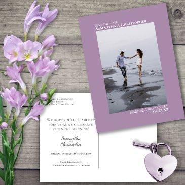lavender minimalist wedding photo save the date announcement postinvitations