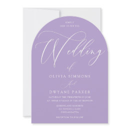 Small Lavender Purple Minimal Arch Wedding Invitation Front View