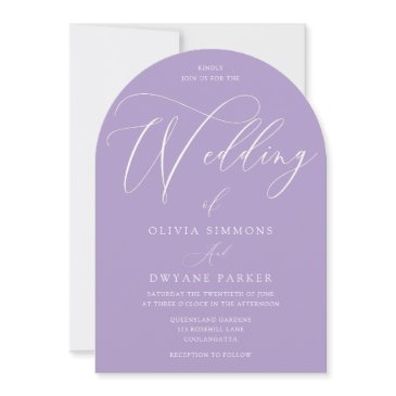 lavender purple minimal arch wedding invitation