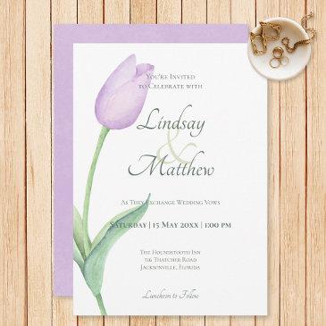 lavender tulip solo purple modern wedding invitation