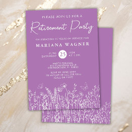 Small Lavender Wildflowers Retirement Party Invitation Front View