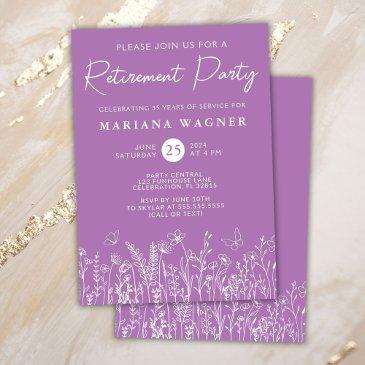 lavender wildflowers retirement party invitation