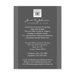 Small Law Firm Announcement Invitations Front View