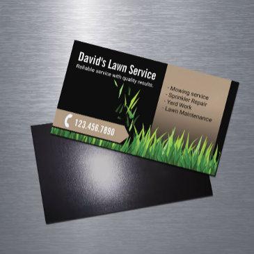 lawn care landscaping mowing black & beige business invitations magnet
