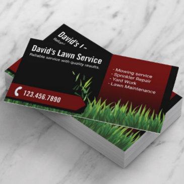 lawn care landscaping mowing black & red business invitations