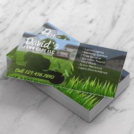 Small Lawn Care & Landscaping Professional Mower Business Invitations Front View