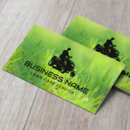 Small Lawn Care & Landscaping Riding Mower Grass Green Business Invitations Front View