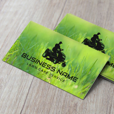 lawn care & landscaping riding mower grass green business invitations