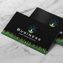 Small Lawn Care Sprinkler Logo Landscaping Service Business Invitations Front View