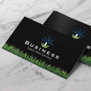 lawn care sprinkler logo landscaping service business invitations
