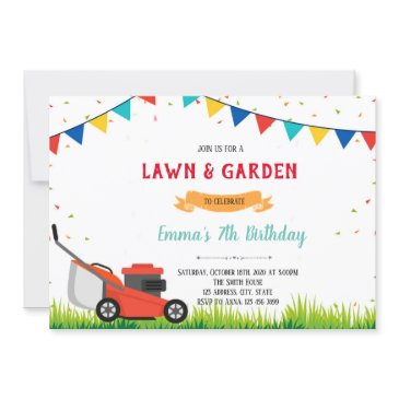lawn mower garden party invitation
